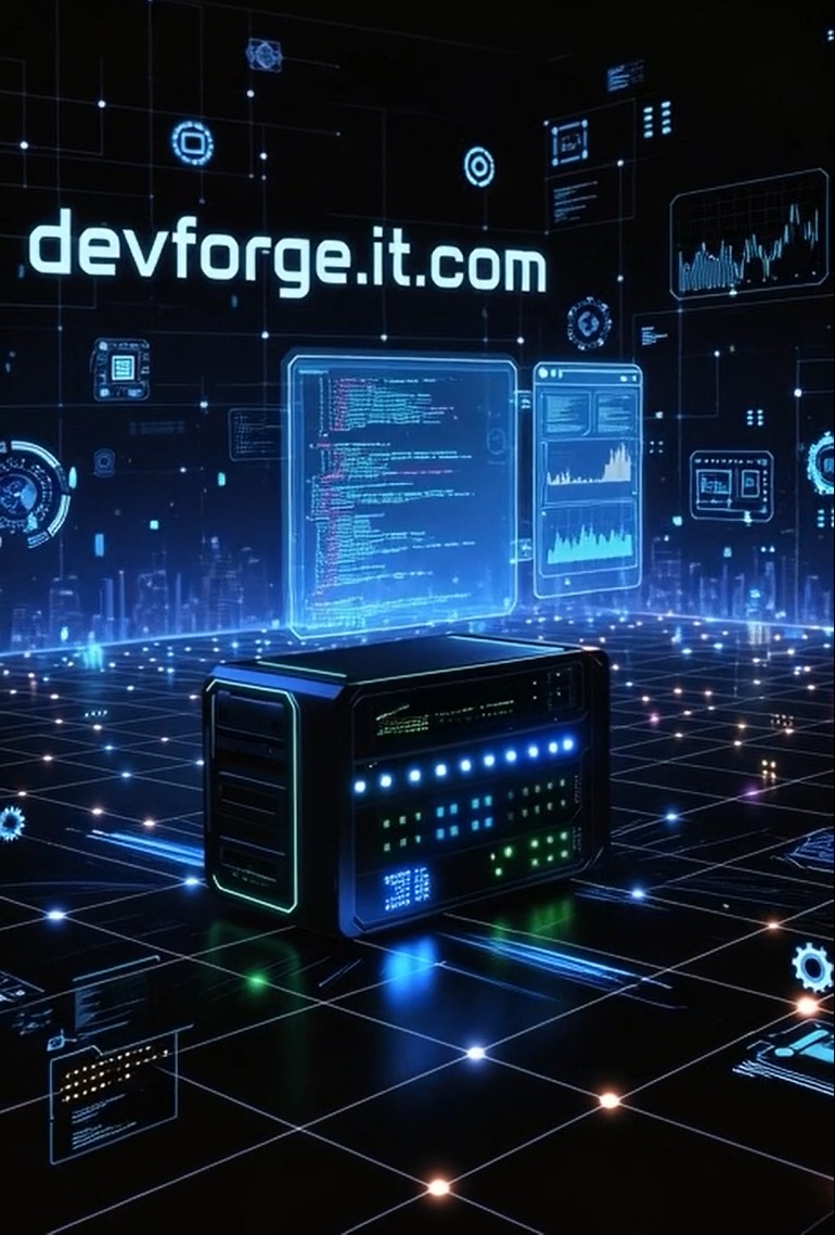 DevForge IT workspace with monitoring dashboards